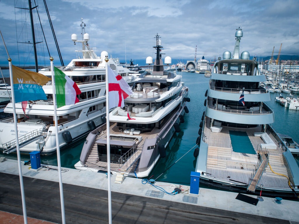 Yacht docked at Genova Waterfront Marina