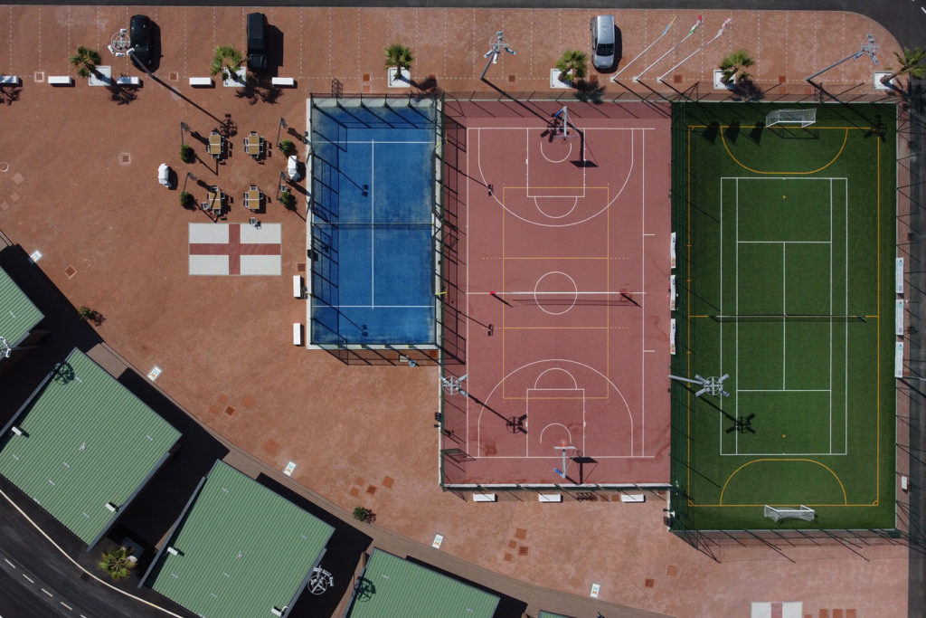 Aerial view of Genova Waterfront Marina sport center