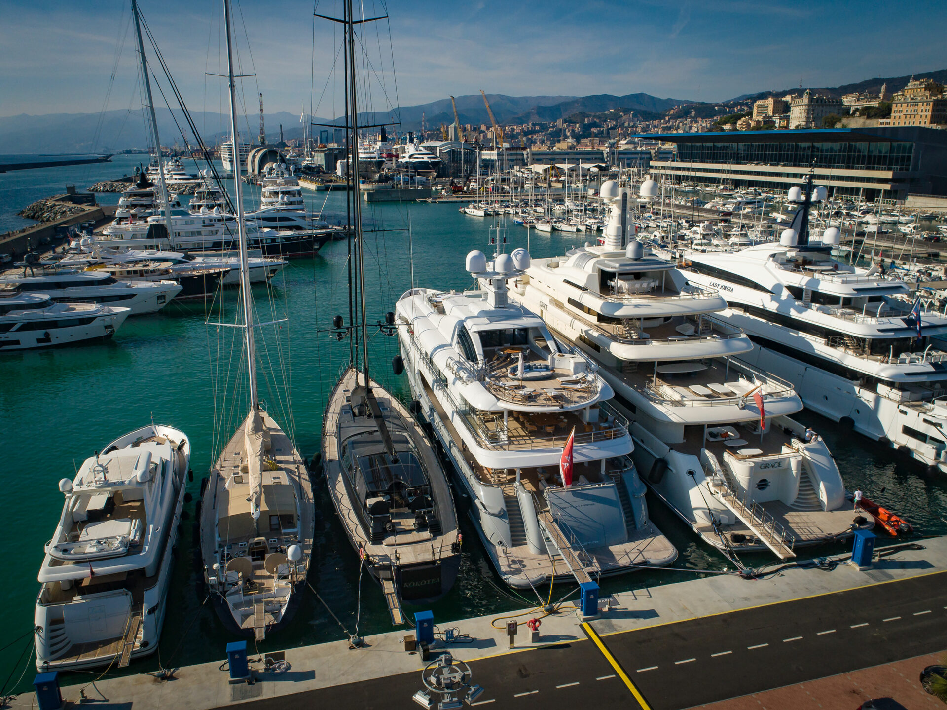 Panoramica view of Genova Waterfront Marina Docks